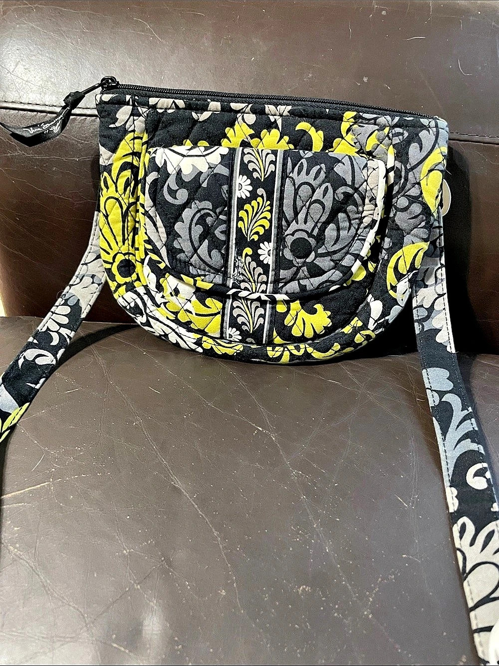 Vera Bradley Saddle Up Crossbody Floral Bag Yellow & Black.  M’s